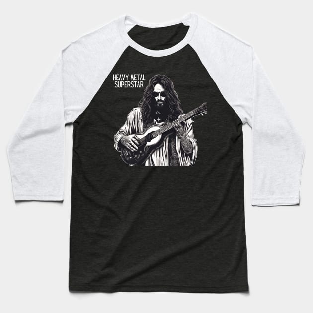 JESUS MEME -Jesus Christ Heavy Metal Star Baseball T-Shirt by Klau